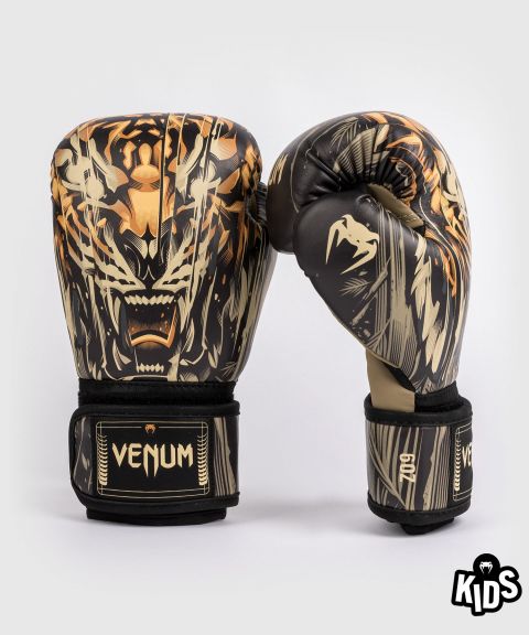 VENUM Tiger 儿童拳击手套 - 黑/荧光橙色