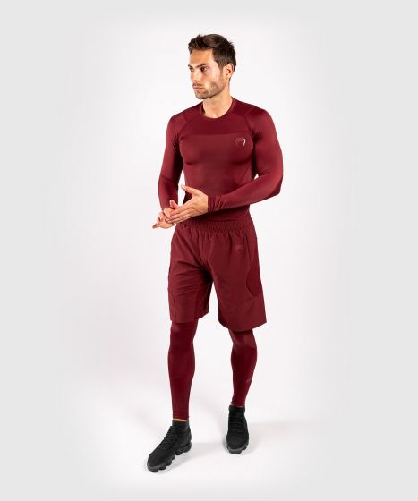 VENUM G-Fit 男子紧身长袖训练 防磨衣弹性压缩衣 - 酒红色